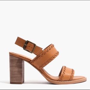 Madewell The Angie Sandal Block Heels Brown Tan Desert Camel Sz 8.5 J0173